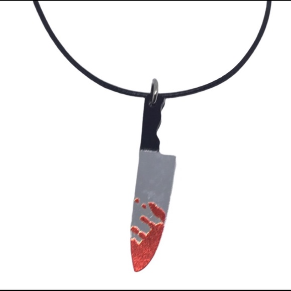 Bloody knife vegan cord necklace horror goth new - Picture 1 of 3